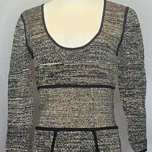 NWT Catherine Malandrino Dress Gold/Black Stretch Jersey Sz L Gorgeous!